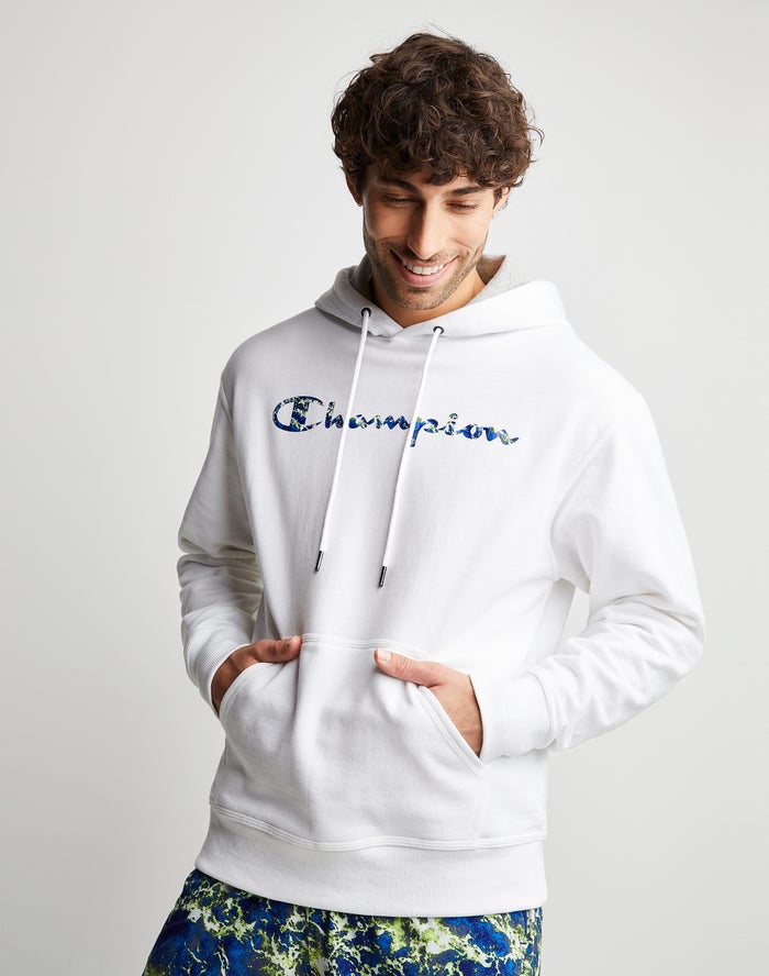 Champion Powerblend Fleece Chasing Waves Hoodie Heren - Wit - Belgie 9052JWIGO